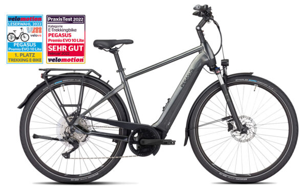 PEGASUS Premio Evo 10 Lite - 28 Zoll 625Wh 10K Diamant - black chrome matt/black matt