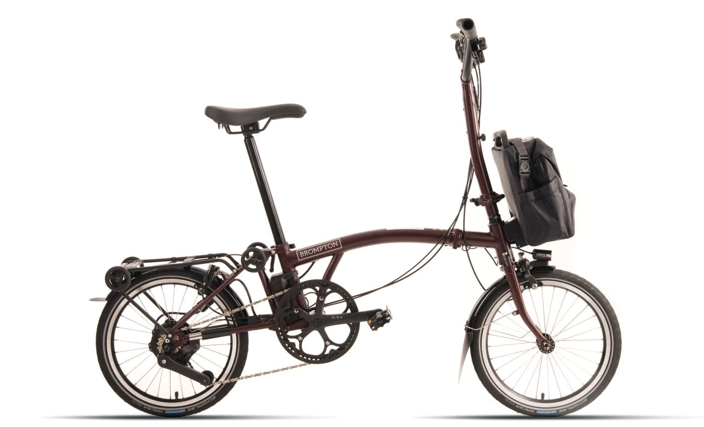 Brompton New C line Electric High - 16 Zoll 345Wh 4K Faltrad - Red Plum